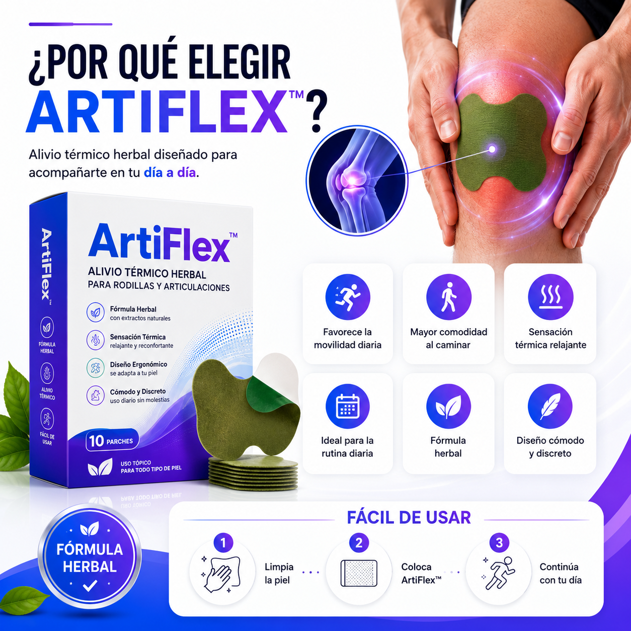 ArtiFlex™ Parches para el dolor de rodilla - Alivio Térmico Herbal