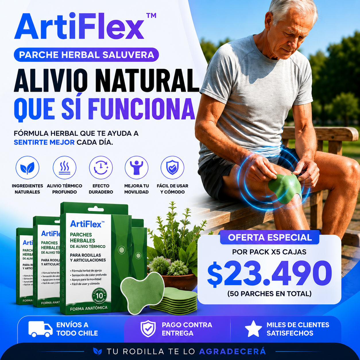 ArtiFlex™ Parches para el dolor de rodilla - Alivio Térmico Herbal