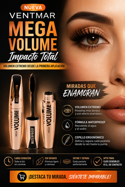 Mega Volume™ – La Máscara Waterproof para una Mirada Impactante 2x1